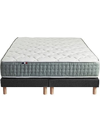 Ensemble + matelas Ressort 7 zones Face Hiver/Eté différente HYGGE Fabriqué en France - Blanc