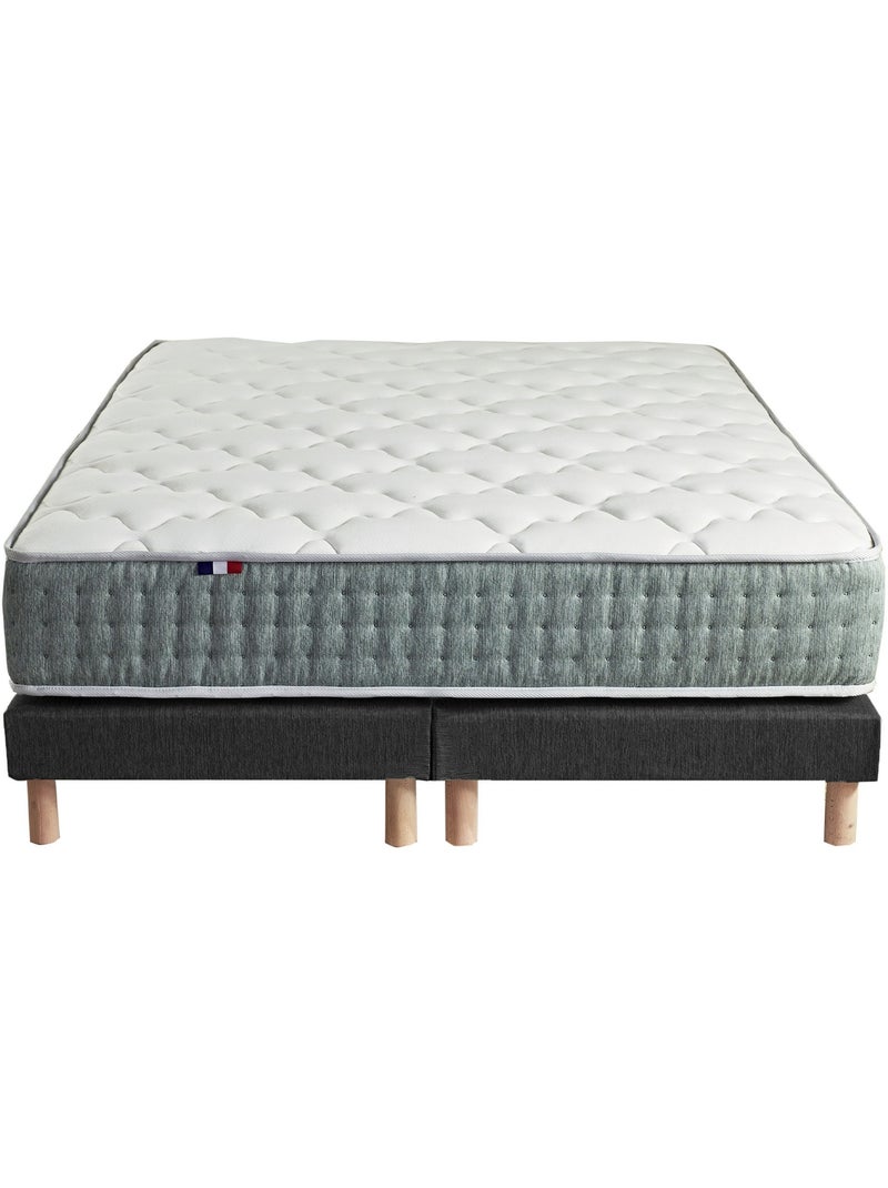 Ensemble + matelas Ressort 7 zones Face Hiver/Eté différente HYGGE Fabriqué en France - Noir gris anthracite - Kiabi