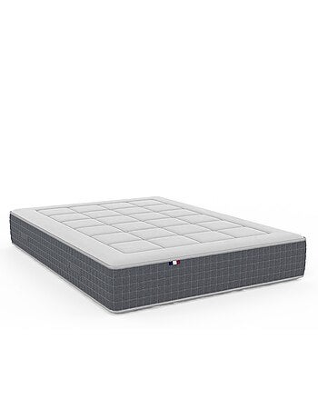 Ensemble Matelas Ressort 7 zones H.28cm + Sommier + couette + oreillers MAX - Gris chiné