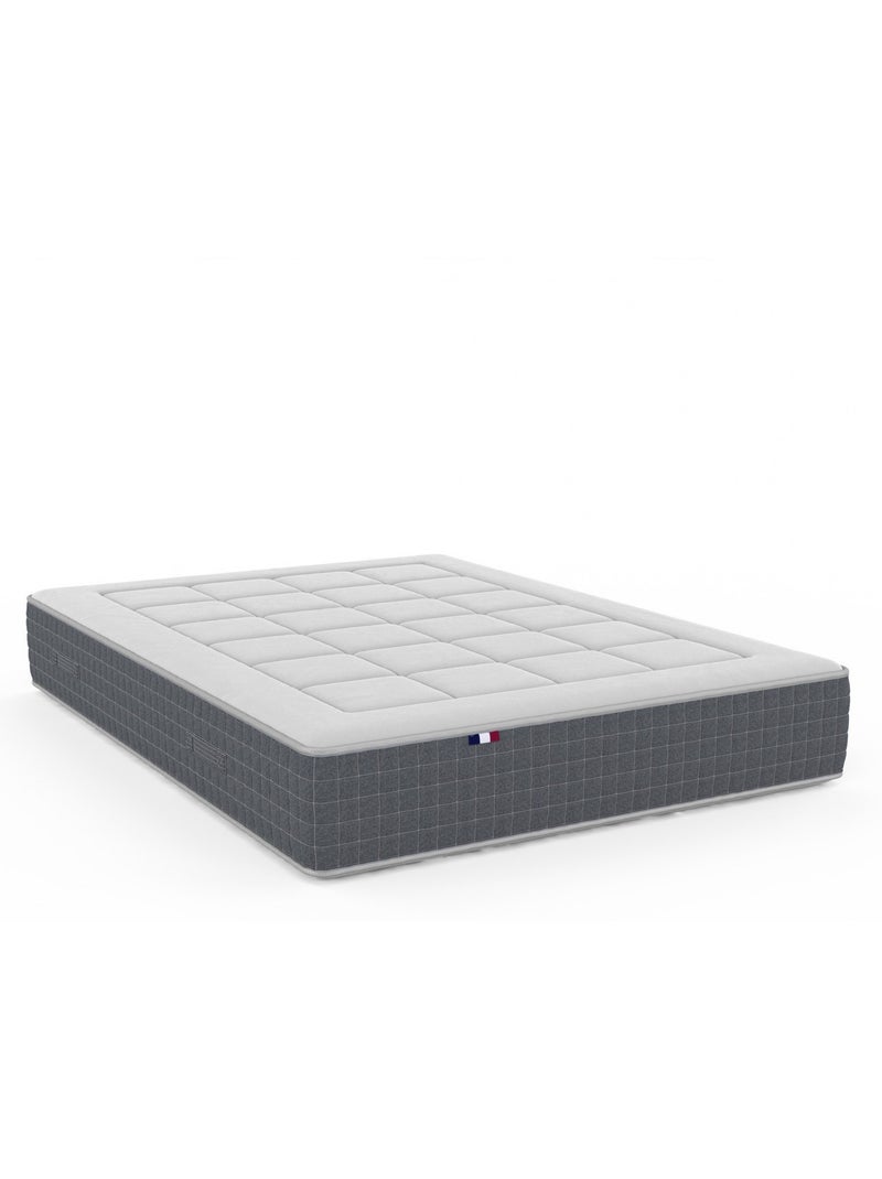 Ensemble Matelas Ressort 7 zones H.28cm + Sommier + couette + oreillers MAX - Noir gris anthracite - Kiabi