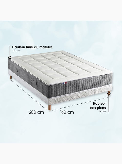 Ensemble Matelas Ressort 7 zones H.28cm + Sommier Fabriqué en France MAX - Sommier - Blanc - Kiabi Ensemble Matelas Ressort 7 zones H.28cm + Sommier Fabriqué en France MAX - Sommier - Blanc - Kiabi