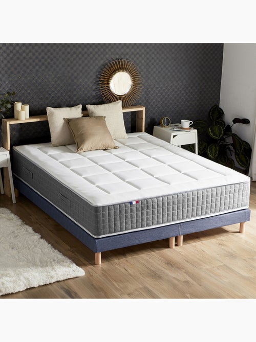 Ensemble Matelas Ressort 7 zones H.28cm + Sommier Fabriqué en France MAX - Sommier - Bleu denim - Kiabi Ensemble Matelas Ressort 7 zones H.28cm + Sommier Fabriqué en France MAX - Sommier - Bleu denim - Kiabi