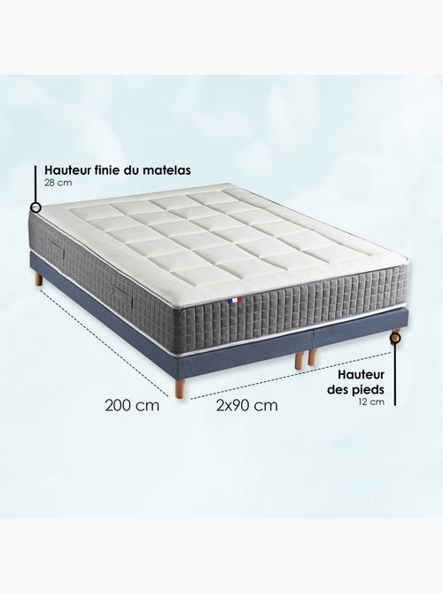 Ensemble Matelas Ressort 7 zones H.28cm + Sommier Fabriqué en France MAX - Sommier - Bleu denim - Kiabi Ensemble Matelas Ressort 7 zones H.28cm + Sommier Fabriqué en France MAX - Sommier - Bleu denim - Kiabi