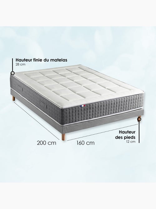 Ensemble Matelas Ressort 7 zones H.28cm + Sommier Fabriqué en France MAX - Sommier - Gris chiné - Kiabi Ensemble Matelas Ressort 7 zones H.28cm + Sommier Fabriqué en France MAX - Sommier - Gris chiné - Kiabi