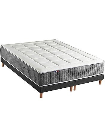 Ensemble Matelas Ressort 7 zones H.28cm + Sommier Fabriqué en France MAX - Sommier - Blanc