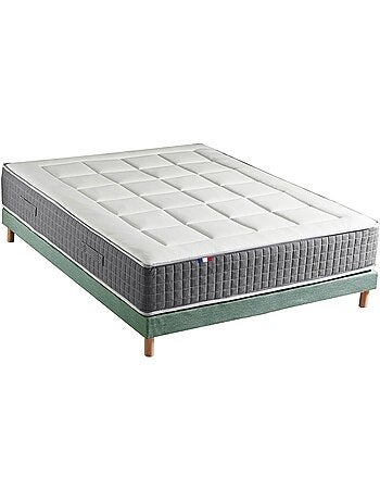 Ensemble Matelas Ressort 7 zones H.28cm + Sommier Fabriqué en France MAX - Sommier - Gris chiné