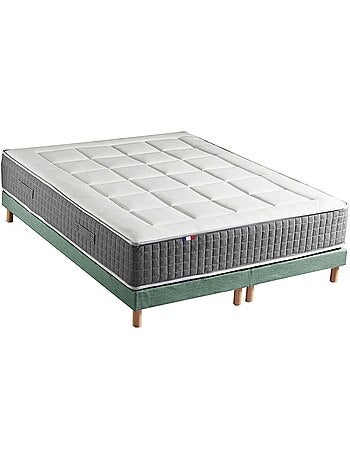 Ensemble Matelas Ressort 7 zones H.28cm + Sommier Fabriqué en France MAX - Sommier - Blanc