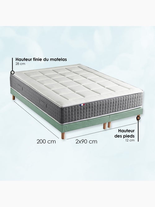 Ensemble Matelas Ressort 7 zones H.28cm + Sommier Fabriqué en France MAX - Sommier - Vert celadon - Kiabi Ensemble Matelas Ressort 7 zones H.28cm + Sommier Fabriqué en France MAX - Sommier - Vert celadon - Kiabi