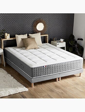Ensemble Matelas Ressort 7 zones H.30cm + Sommier + couette + oreillers Fabriqué en France MAX