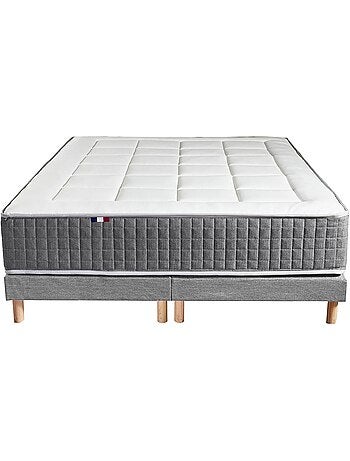 Ensemble Matelas Ressort 7 zones H.30cm + Sommier + couette + oreillers Fabriqué en France MAX