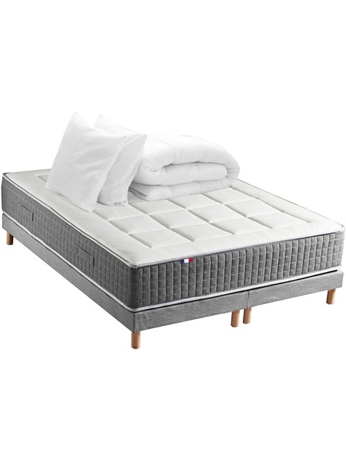 Ensemble Matelas Ressort 7 zones H.30cm + Sommier + couette + oreillers Fabriqué en France MAX - Kiabi