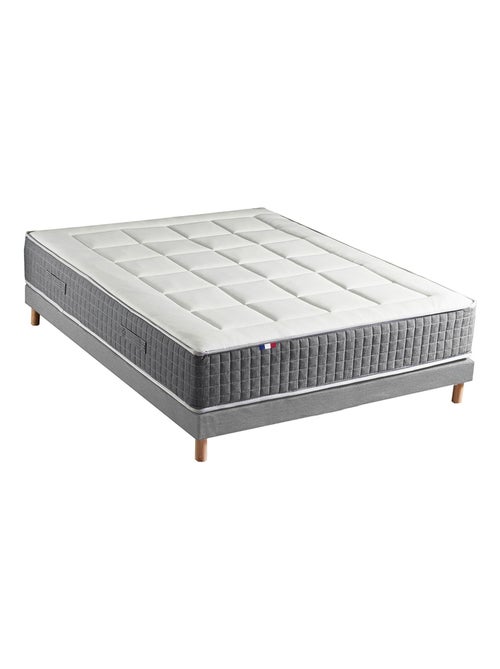 Ensemble Matelas Ressort 7 zones H.30cm + Sommier MAX - 160 x 200 cm, Gris chiné - Kiabi