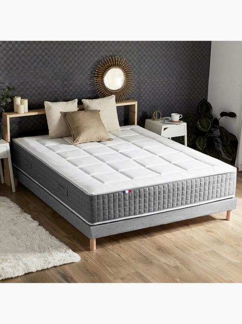 Ensemble Matelas Ressort 7 zones H.30cm + Sommier MAX - 160 x 200 cm, Gris chiné - Kiabi
