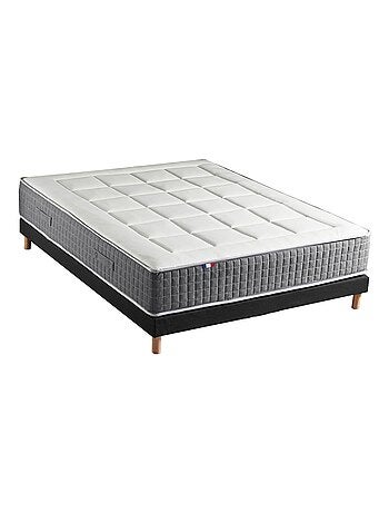 Ensemble Matelas Ressort 7 zones H.30cm + Sommier MAX - 160 x 200 cm, Gris chiné