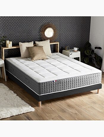 Ensemble Matelas Ressort 7 zones H.30cm + Sommier MAX - 160 x 200 cm, Gris chiné
