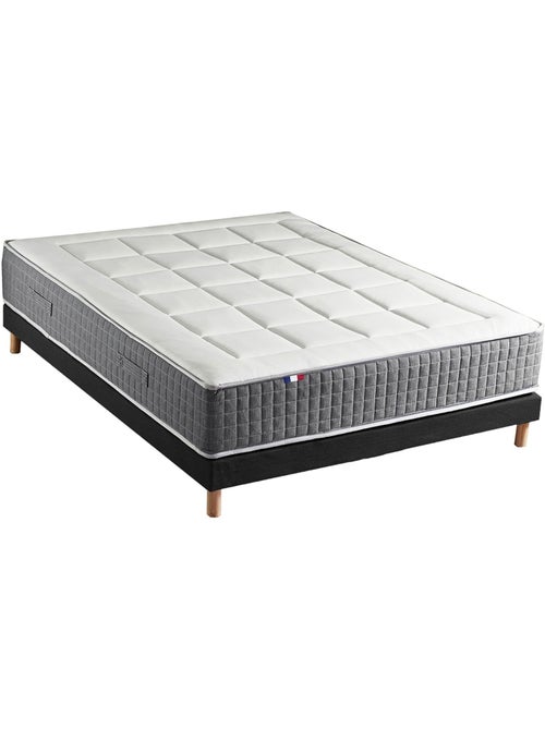 Ensemble Matelas Ressort 7 zones H.30cm + Sommier MAX - 160 x 200 cm, Noir - Kiabi
