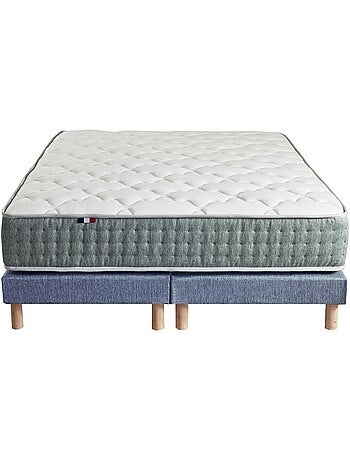 Ensemble matelas Ressort 7 zones HYGGE + Sommier + couette + oreillers Fabriqué en France - Noir