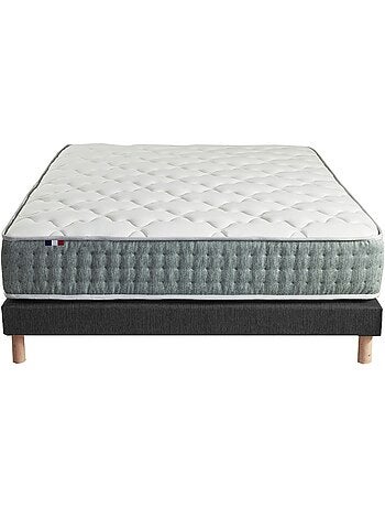 Ensemble matelas Ressort 7 zones HYGGE + Sommier + couette + oreillers Fabriqué en France - Noir