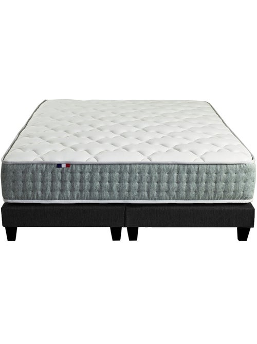 Ensemble matelas Ressort 7 zones HYGGE + Sommier + couette + oreillers Fabriqué en France - Noir - Kiabi Ensemble matelas Ressort 7 zones HYGGE + Sommier + couette + oreillers Fabriqué en France - Noir - Kiabi