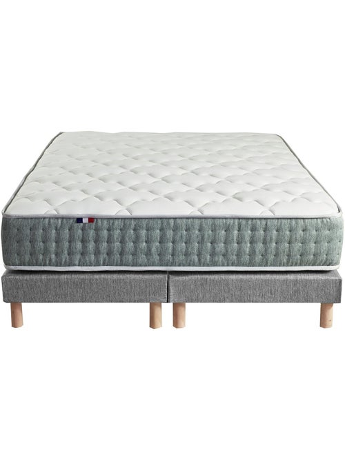 Ensemble matelas Ressort 7 zones HYGGE + Sommier + couette + oreillers Gris chiné - Kiabi Ensemble matelas Ressort 7 zones HYGGE + Sommier + couette + oreillers Gris chiné - Kiabi