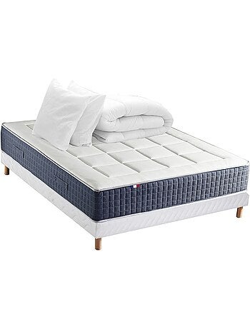 Ensemble matelas ressort 7 zones , mémoire de forme, sommier, couette, oreillers - Vert celadon