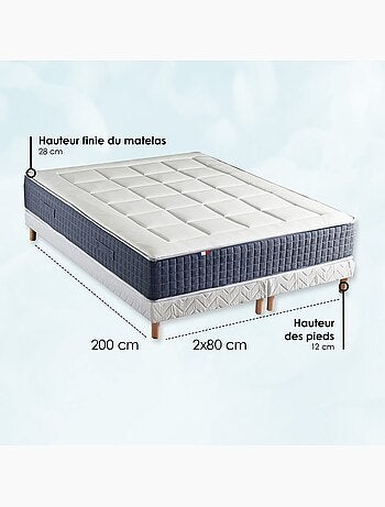 Ensemble matelas ressort 7 zones , mémoire de forme, sommier, couette, oreillers - Vert celadon