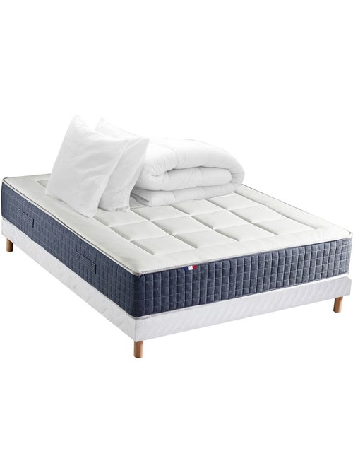 Ensemble matelas ressort 7 zones KING STYLE, mémoire de forme, sommier, couette, oreillers - Blanc - Kiabi Ensemble matelas ressort 7 zones KING STYLE, mémoire de forme, sommier, couette, oreillers - Blanc - Kiabi
