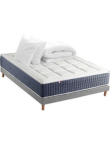 Ensemble matelas ressort 7 zones , mémoire de forme, sommier, couette, oreillers - Vert celadon