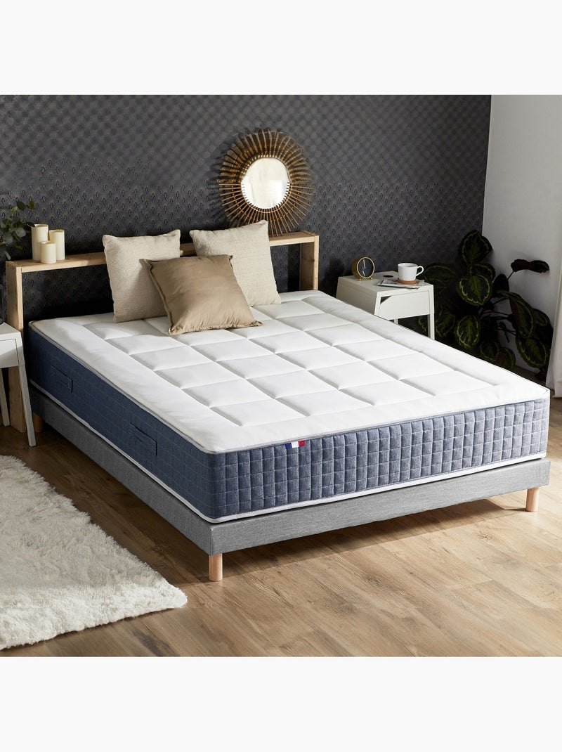 Ensemble matelas ressort 7 zones KING STYLE, mémoire de forme, sommier, couette, oreillers - Gris é Blanc Gris - Kiabi