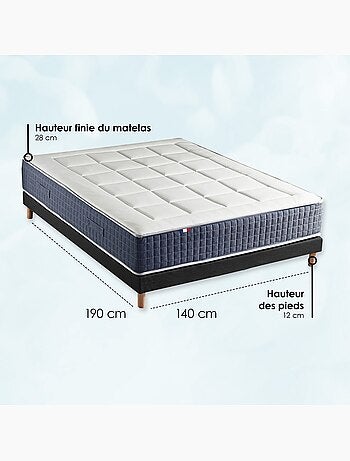 Ensemble matelas ressort 7 zones , mémoire de forme, sommier, couette, oreillers - Vert celadon
