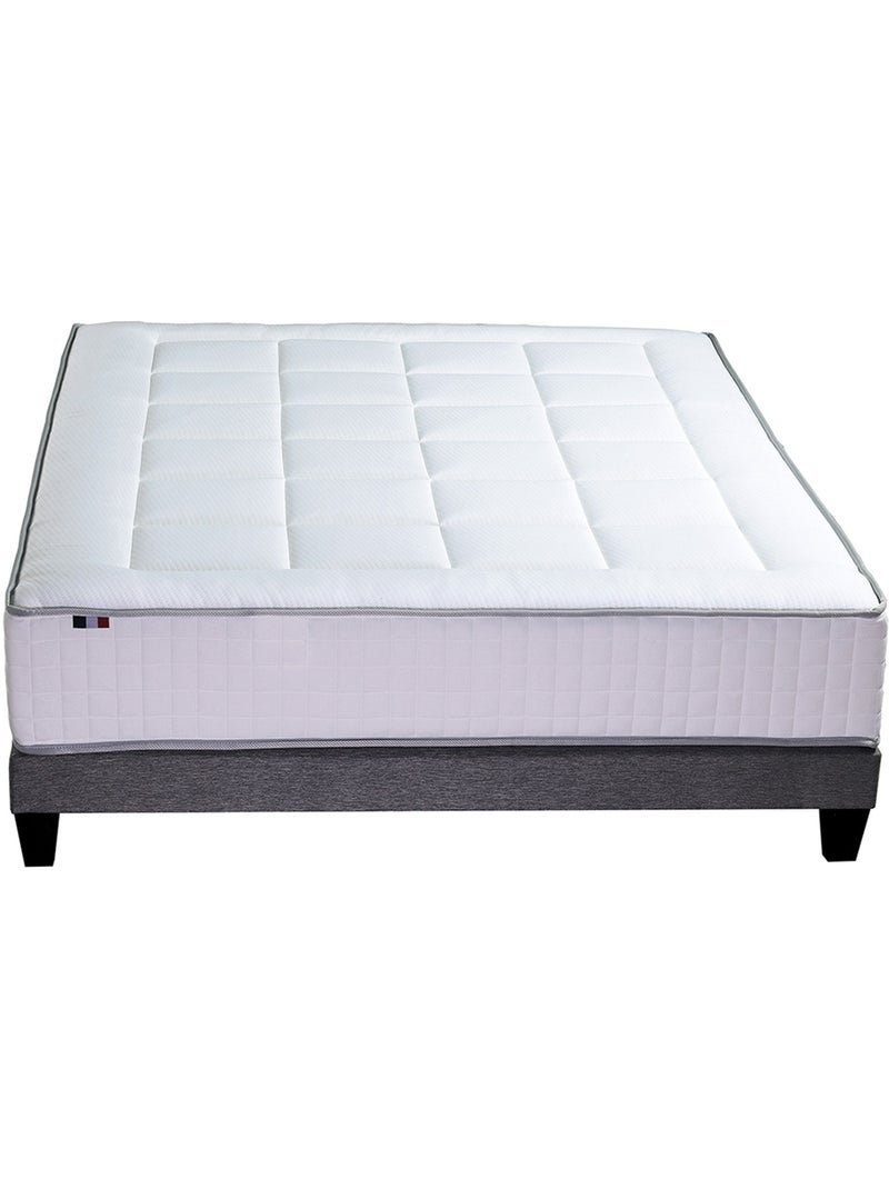 Ensemble Matelas Ressort 7 zones + Mémoire de forme + Sommier BELLAGIO Fabriqué en France Blanc - Kiabi