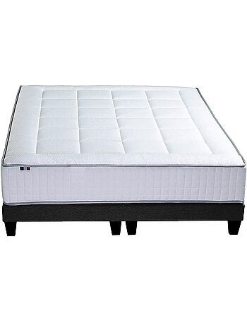 Ensemble Matelas Ressort 7 zones + Mémoire de forme + Sommier + couette + oreillers BELLAGIO