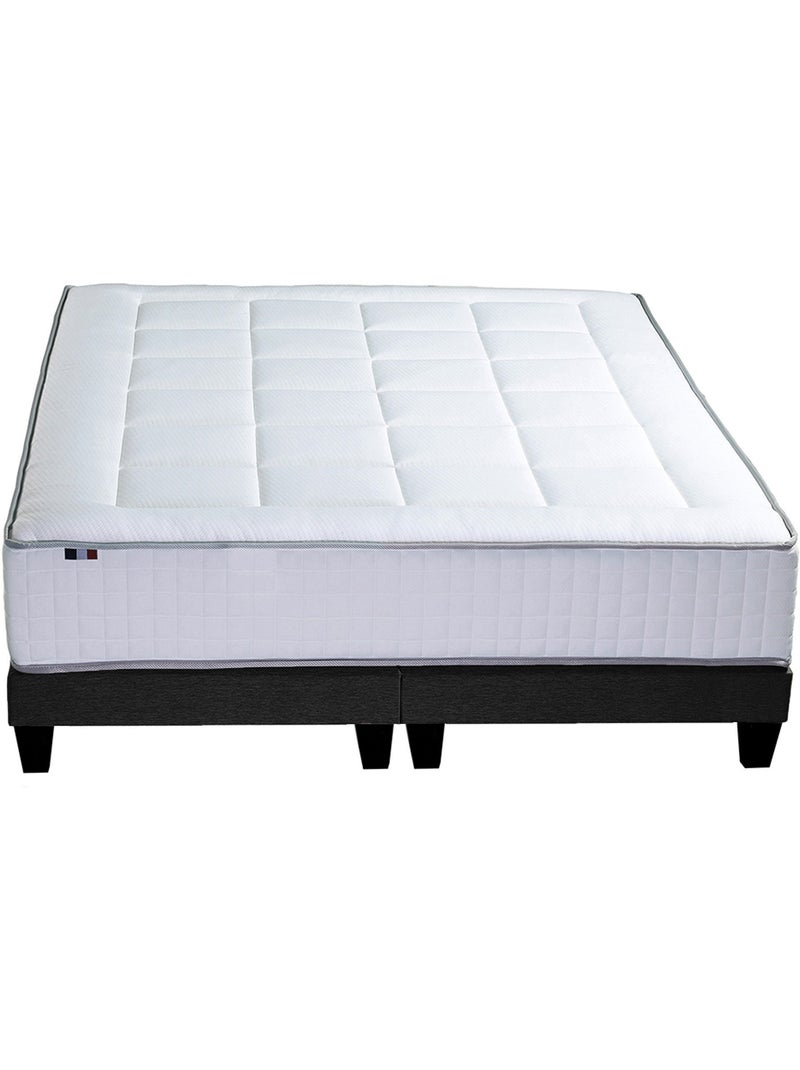 Ensemble Matelas Ressort 7 zones + Mémoire de forme + Sommier + couette + oreillers BELLAGIO gris anthracite - Kiabi
