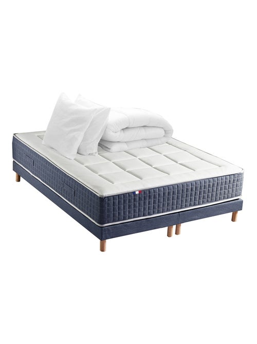 Ensemble Matelas Ressort 7 zones + Mémoire de forme + Sommier KING STYLE + couette + oreillers - Kiabi