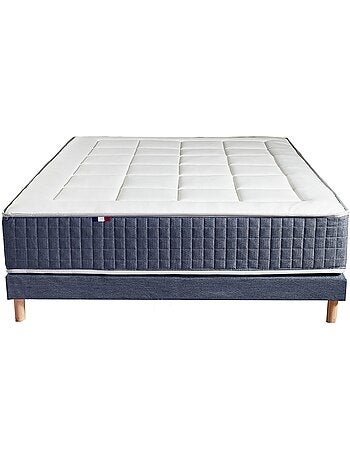 Ensemble Matelas Ressort 7 zones + Mémoire de forme + Sommier KING STYLE + couette + oreillers