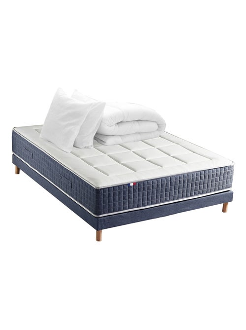 Ensemble Matelas Ressort 7 zones + Mémoire de forme + Sommier KING STYLE + couette + oreillers - Kiabi