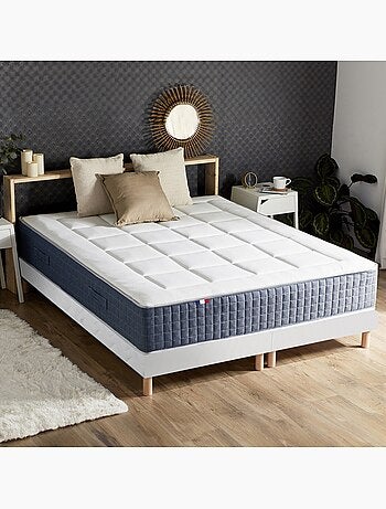 Ensemble Matelas Ressort 7 zones + Mémoire de forme + Sommier KING STYLE Gris chiné