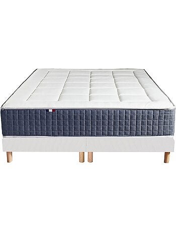 Ensemble Matelas Ressort 7 zones + Mémoire de forme + Sommier KING STYLE Gris chiné