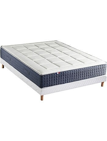 Ensemble Matelas Ressort 7 zones + Mémoire de forme + Sommier KING STYLE Fabriqué en France - Blanc