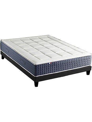 Ensemble Matelas Ressort 7 zones + Mémoire de forme + Sommier KING STYLE Gris chiné