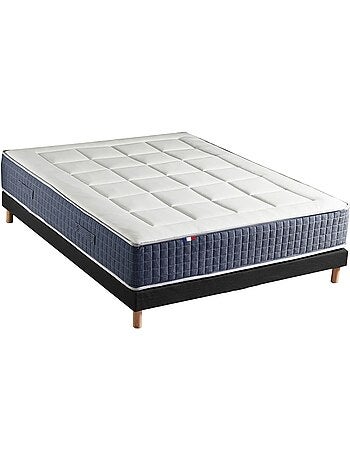 Ensemble Matelas Ressort 7 zones + Mémoire de forme + Sommier KING STYLE Fabriqué en France - Blanc