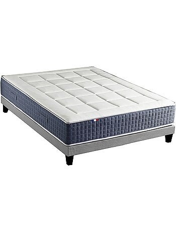 Ensemble Matelas Ressort 7 zones + Mémoire de forme + Sommier KING STYLE Gris chiné
