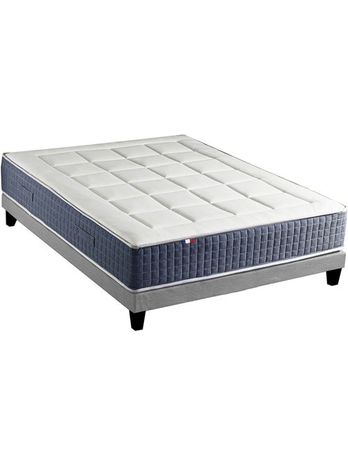 Ensemble Matelas Ressort 7 zones + Mémoire de forme + Sommier KING STYLE Gris chiné - Kiabi