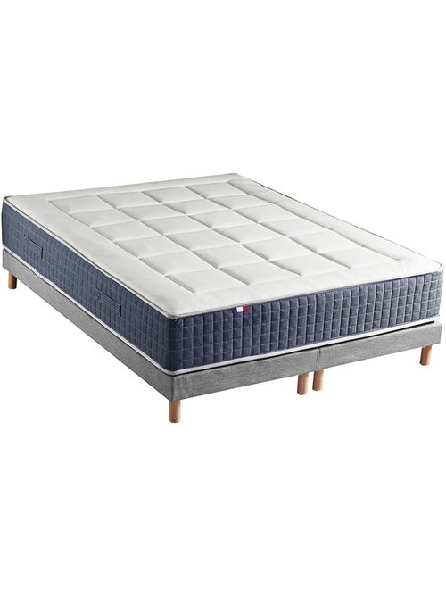 Ensemble Matelas Ressort 7 zones + Mémoire de forme + Sommier KING STYLE Gris chiné - Kiabi Ensemble Matelas Ressort 7 zones + Mémoire de forme + Sommier KING STYLE Gris chiné - Kiabi
