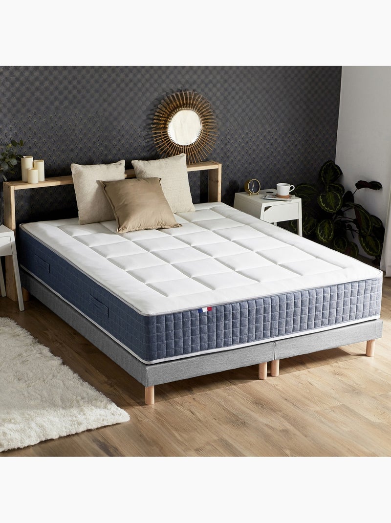 Ensemble Matelas Ressort 7 zones + Mémoire de forme + Sommier KING STYLE Gris chiné Blanc Gris - Kiabi