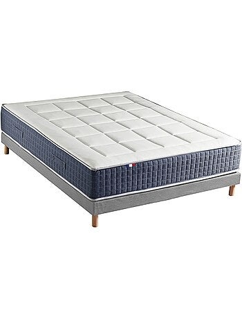 Ensemble Matelas Ressort 7 zones + Mémoire de forme + Sommier KING STYLE Fabriqué en France - Blanc