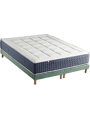 Ensemble Matelas Ressort 7 zones + Mémoire de forme + Sommier KING STYLE Gris chiné