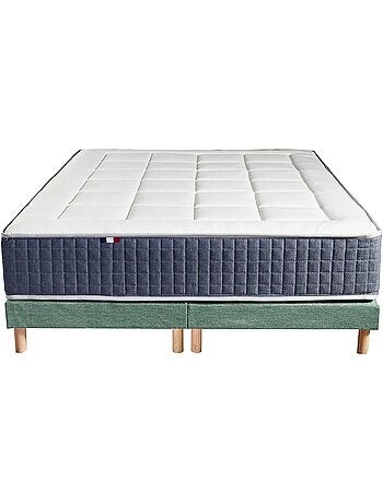 Ensemble Matelas Ressort 7 zones + Mémoire de forme + Sommier KING STYLE Gris chiné