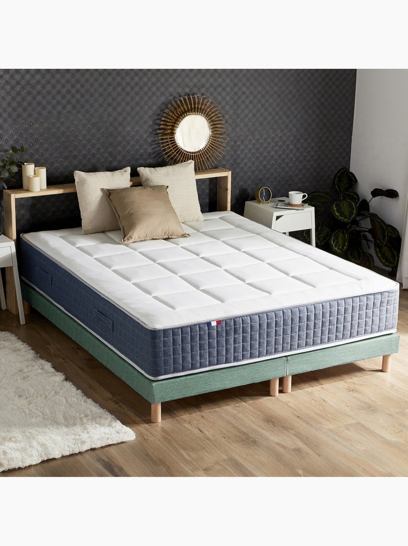 Ensemble Matelas Ressort 7 zones + Mémoire de forme + Sommier KING STYLE Vert celadon Blanc Vert - Kiabi