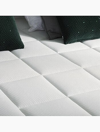 Ensemble matelas Ressort 7 zones + sommier + oreiller + couette - FABRICATION FRANCAISE - Bleu denim